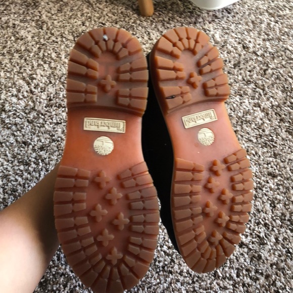 Timberland Black Leather Ankle Boots w/ White Trim - Picture 5 of 5